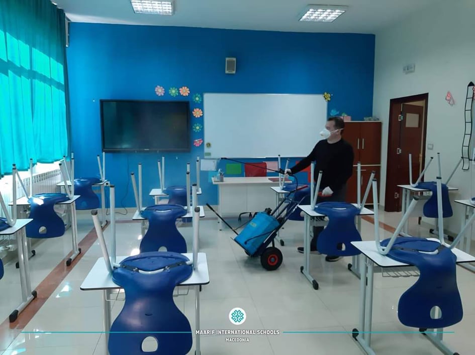K. Makedonya Maarif Okulları’nda virüsle mücadele