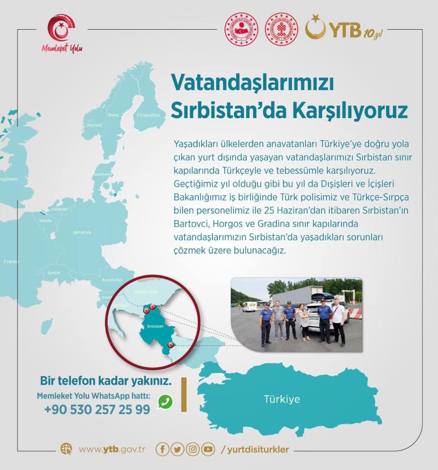 YTB Türkiye’ye tatile gelen vatandaşları Sırbistan’da karşılayacak