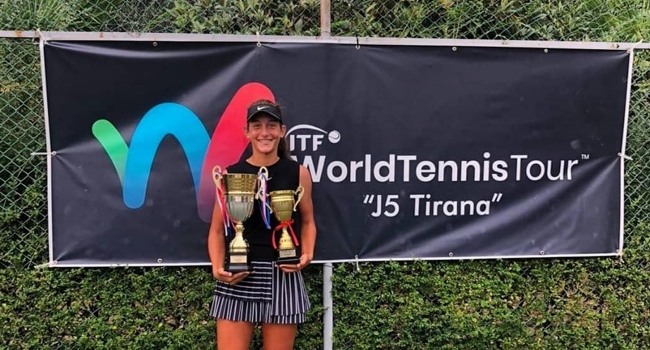 Genç tenisçi Leyla Elmas’tan Tiran’da çifte kupa