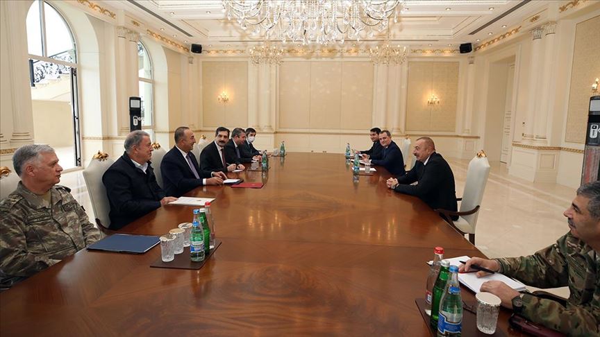 Azerbaycan Cumhurbaşkanı Aliyev, Çavuşoğlu ve Akar ile görüştü