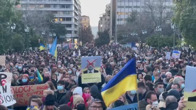 Yunanistan’da Ukrayna’ya destek gösterisi yapıldı