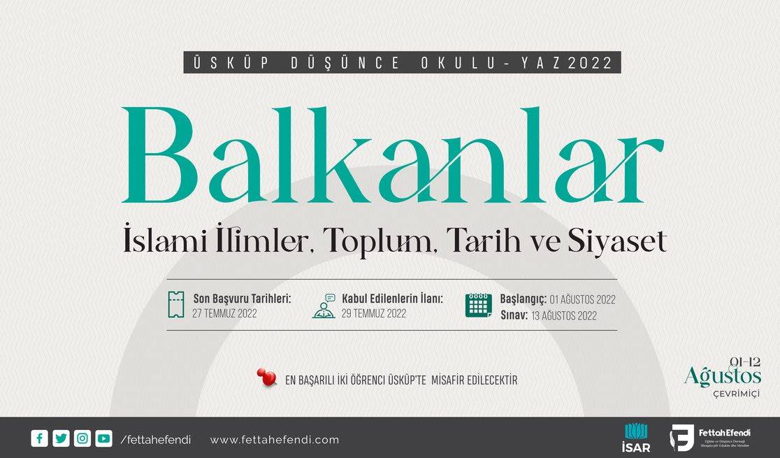 “Balkanlar: İslami İlimler, Toplum, Tarih ve Siyaset” programına başvurular devam ediyor