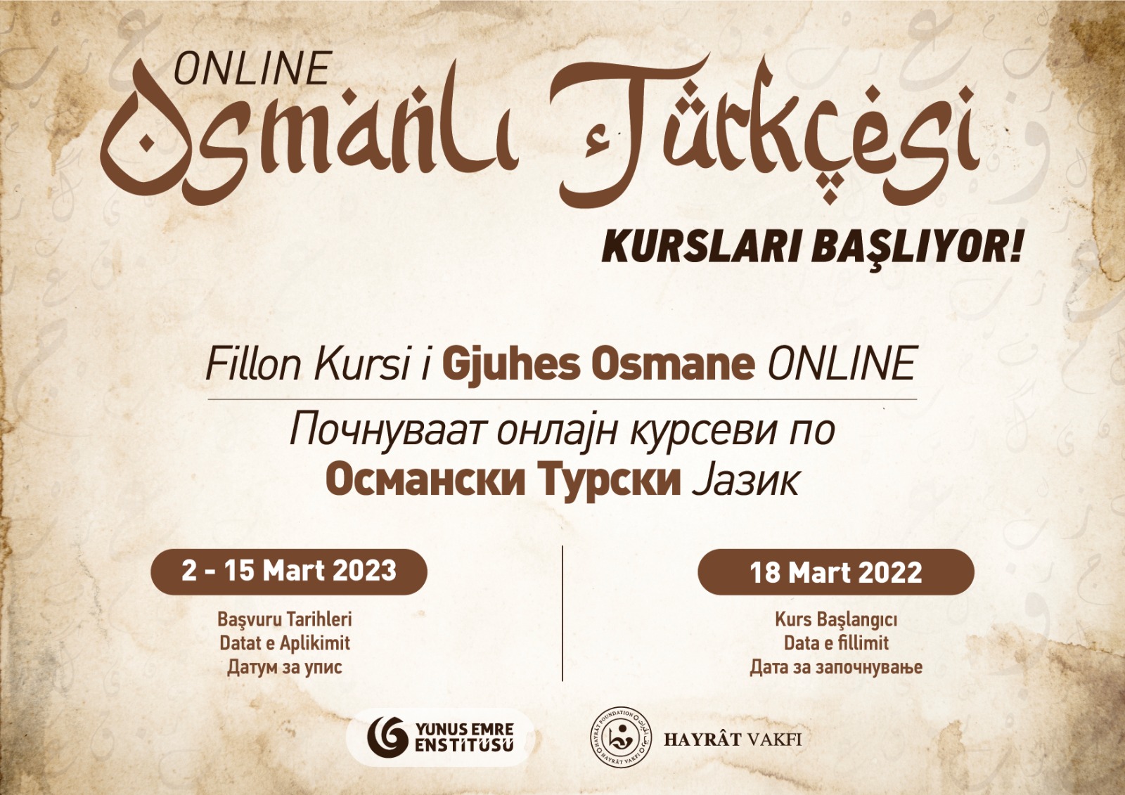 Osmanlı Türkçesi Kursu başvuruları başladı