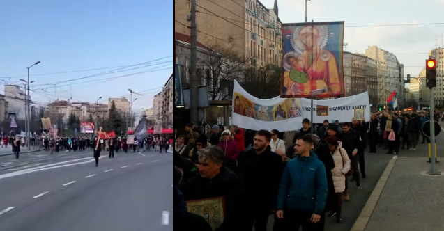 Belgrad’da Kosova yürüyüşü