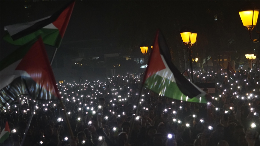 Novi Pazar’da Filistin’e destek gösterisi yapıldı