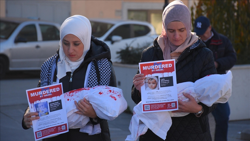Saraybosna’da, Gazze’deki hastane saldırılarına ve sivil ölümlere dikkati çeken gösteri düzenlendi