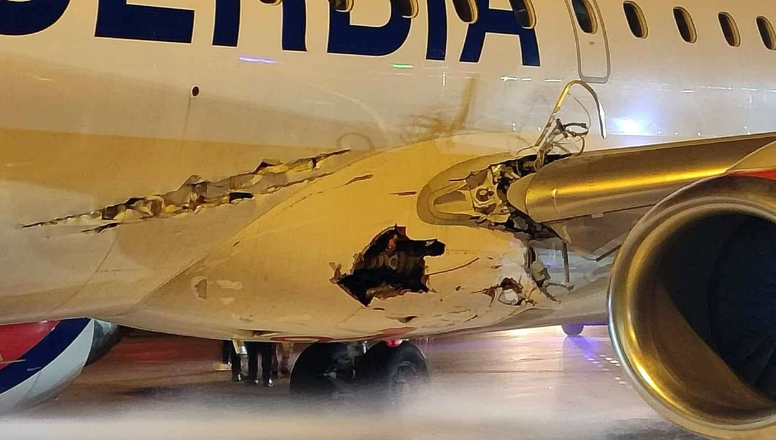 Belgrad’da yolcu uçağı aletli iniş sistemine çarptı