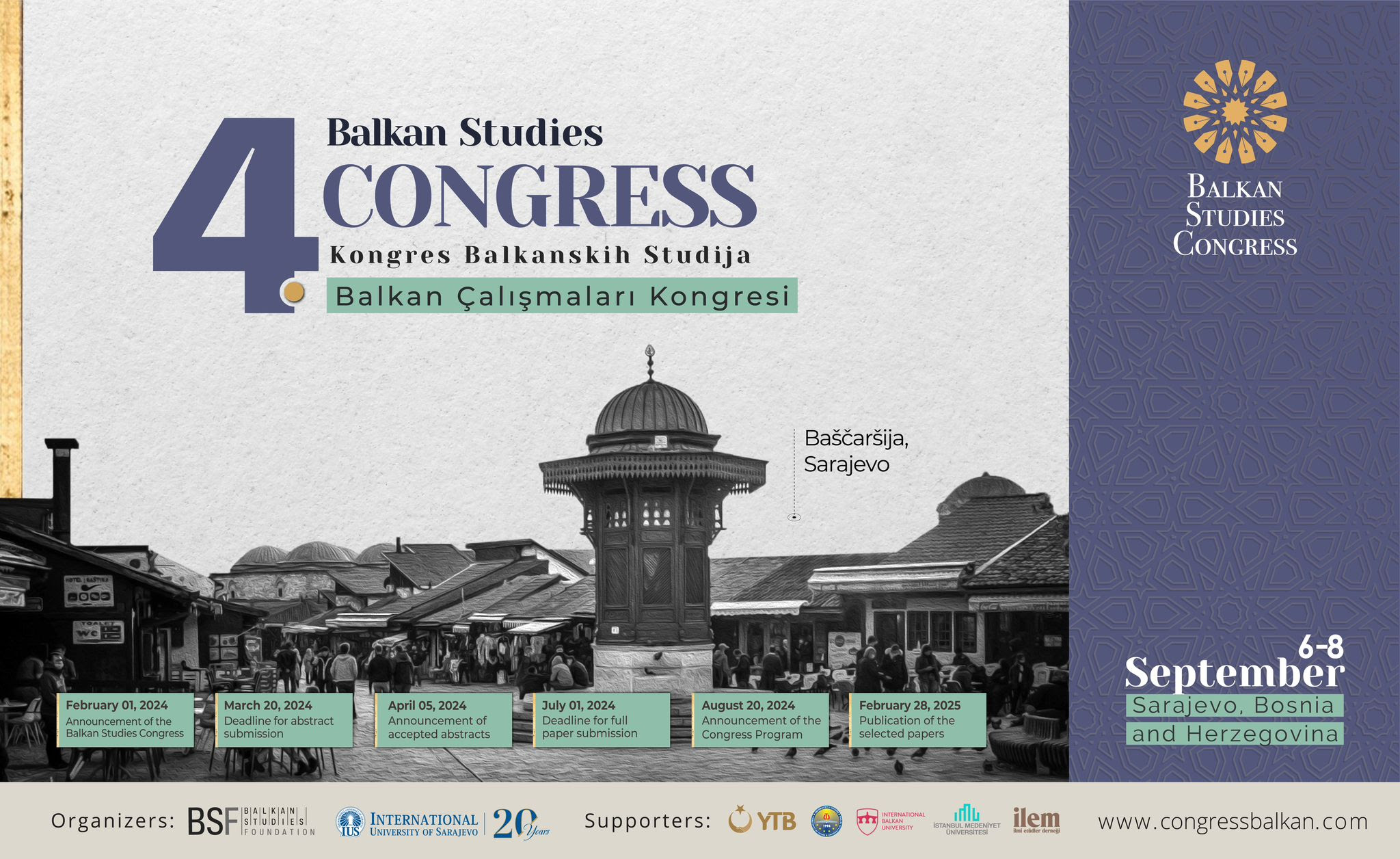 4. Uluslararası Balkan Çalışmaları Kongresi başvuruları başladı