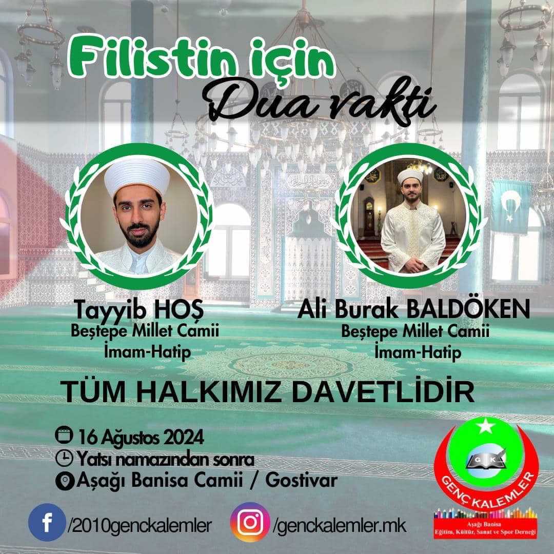 Aşağı Banisa’da “Filistin için Dua Vakti” programı düzenlenecek