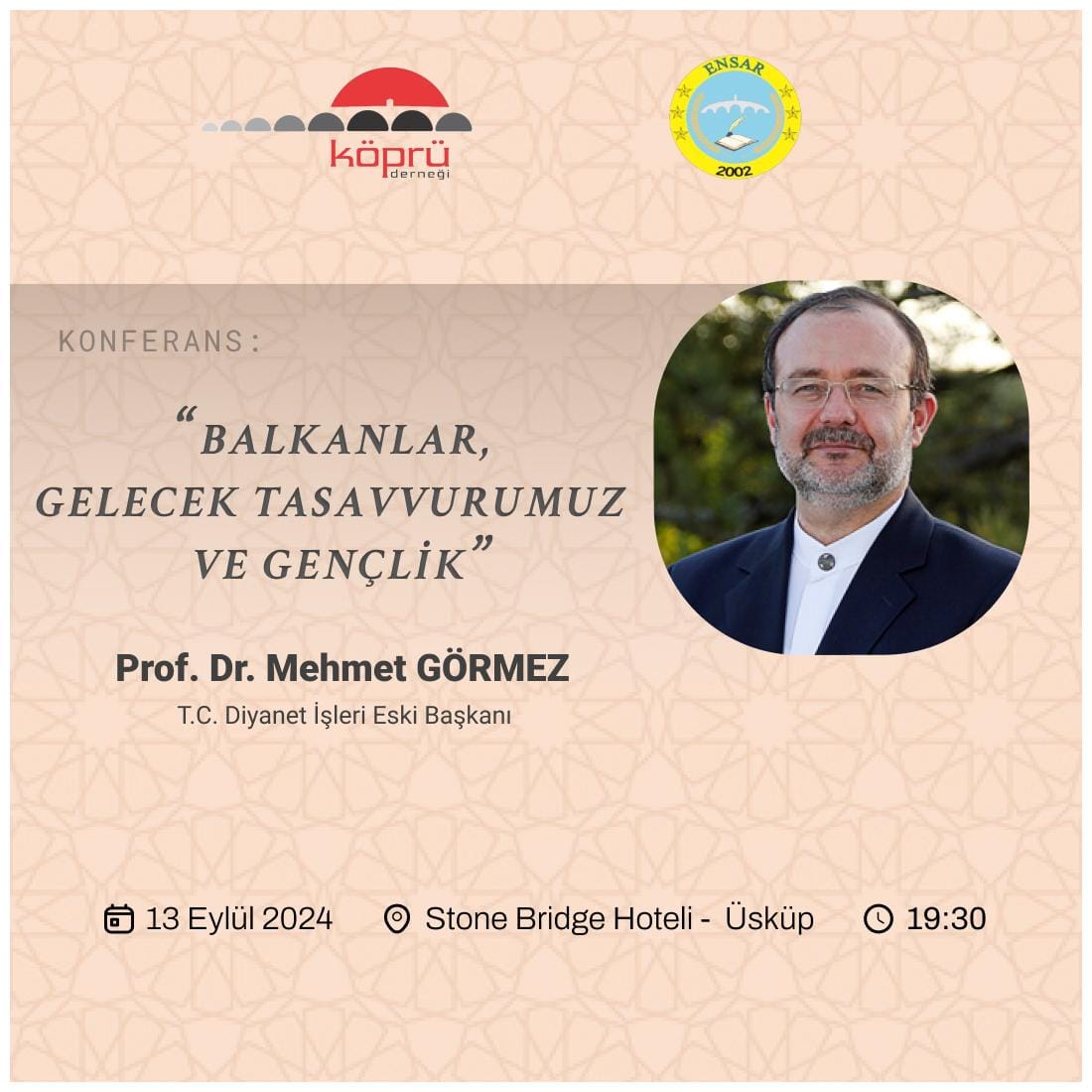 Prof. Dr. Mehmet Görmez Üsküp’te konferans verecek