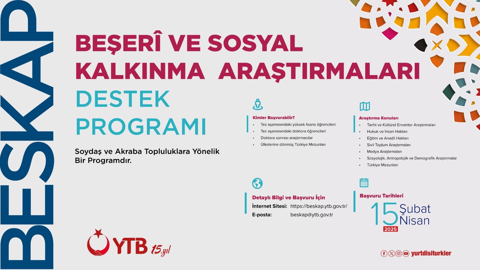 YTB kardeş topluluklara yönelik bilimsel araştırmalara destekte bulunuyor